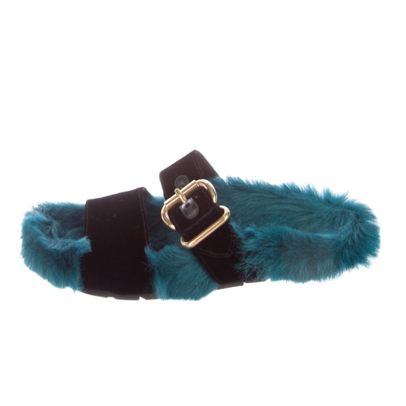 Prada 2017 Fur and Velvet Slide Sandals - Picture 1 of 9
